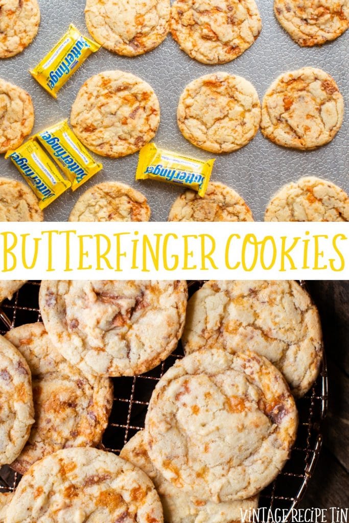 collage of butterfinger cookies with text overlay