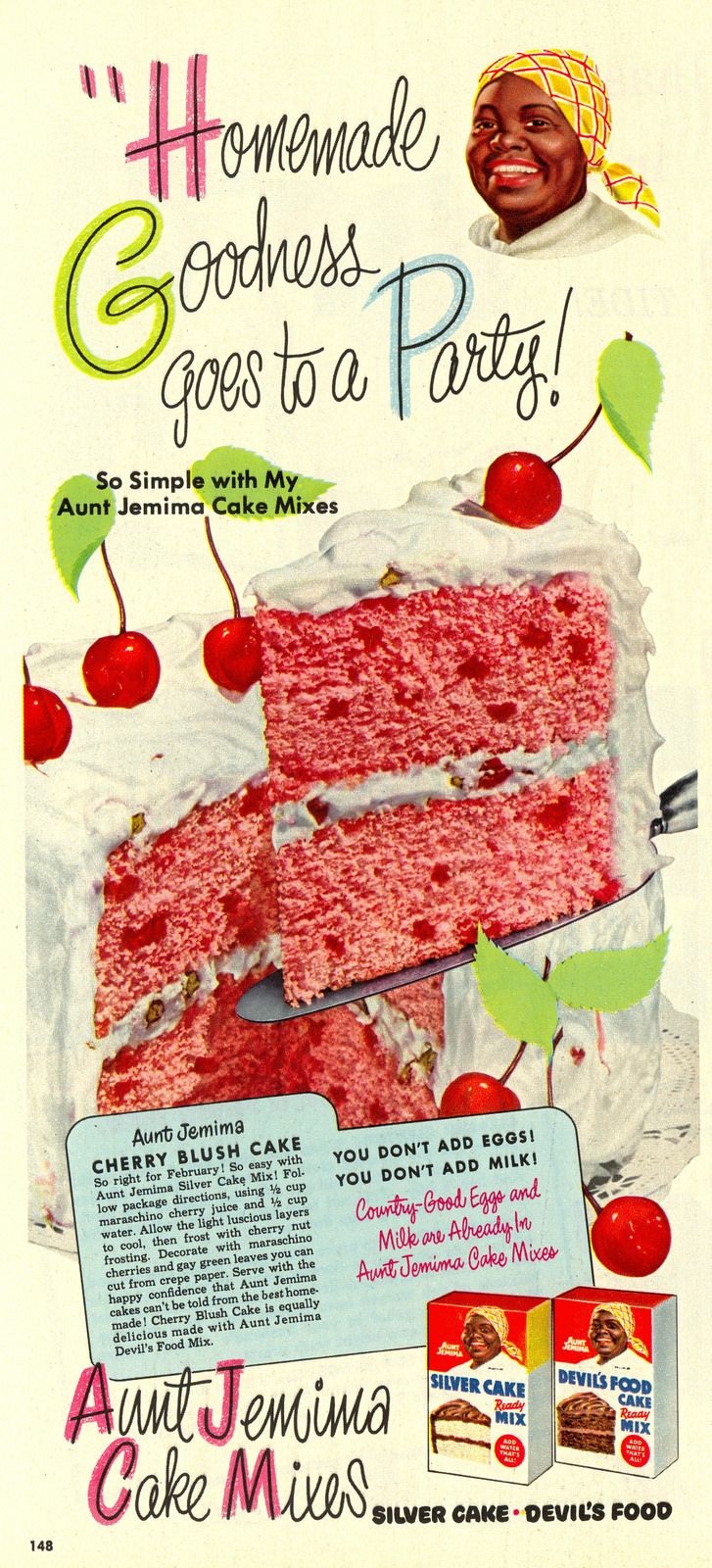 old ad for cherry chip cake