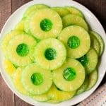 pineapple and green jello on plate