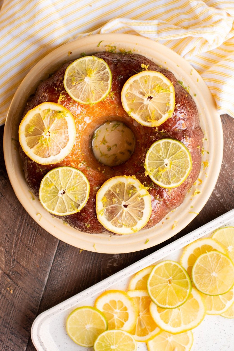 whole bundt cake on yellow cake