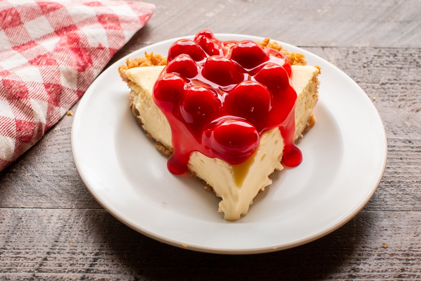 canned cherries on top of cream cheese pie