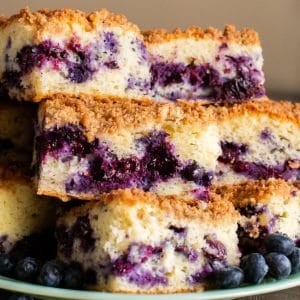 stack of blueberry cake on a plate