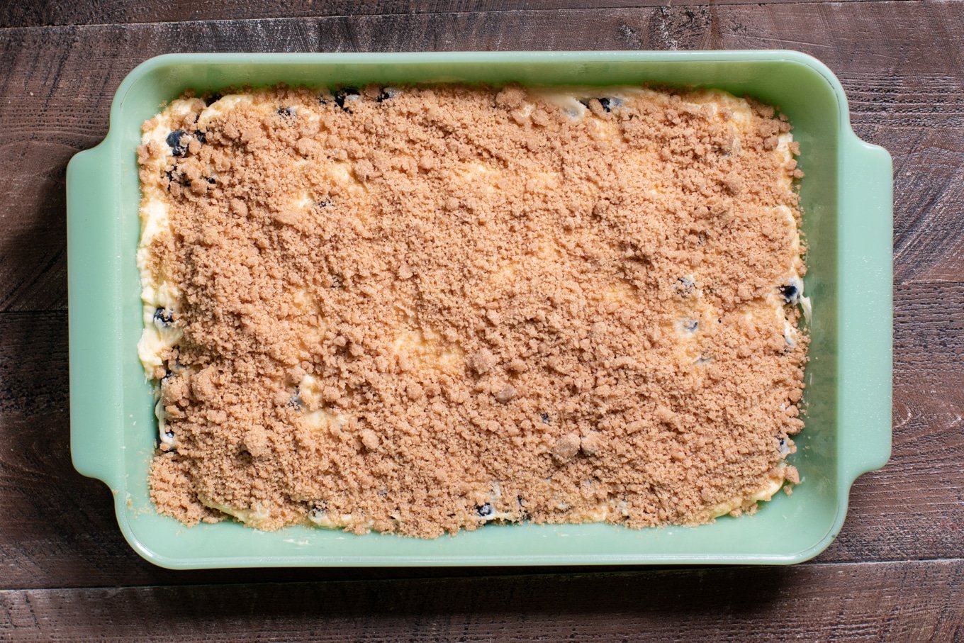 uncooked blueberry coffee cake