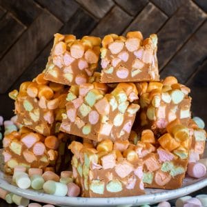 marshmallow squares on a plate