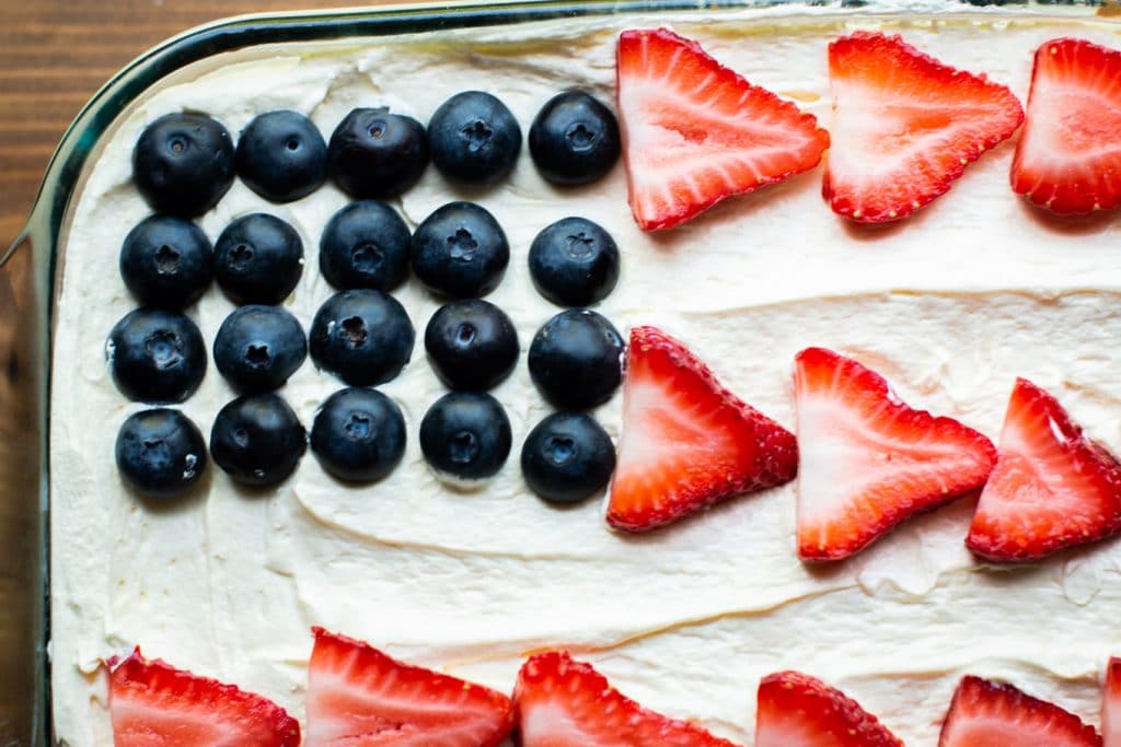 close up of flag cake