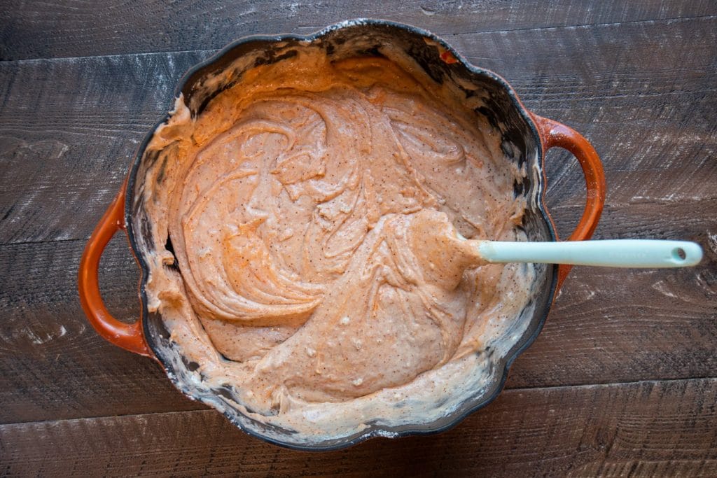 pumpkin dough starting to cook.