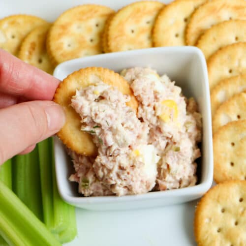 ham salad on a ritz cracker