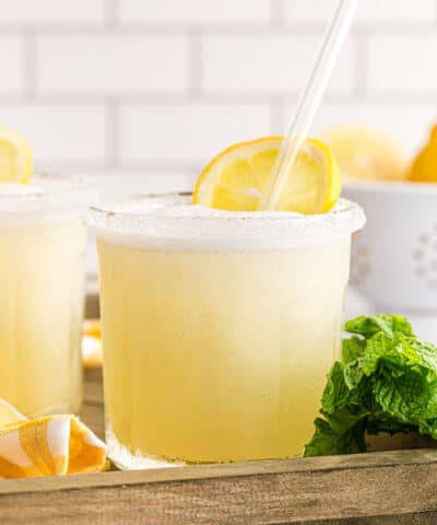 frozen lemonade with straw in it