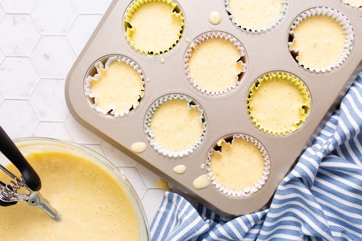 batter in cupcake tin