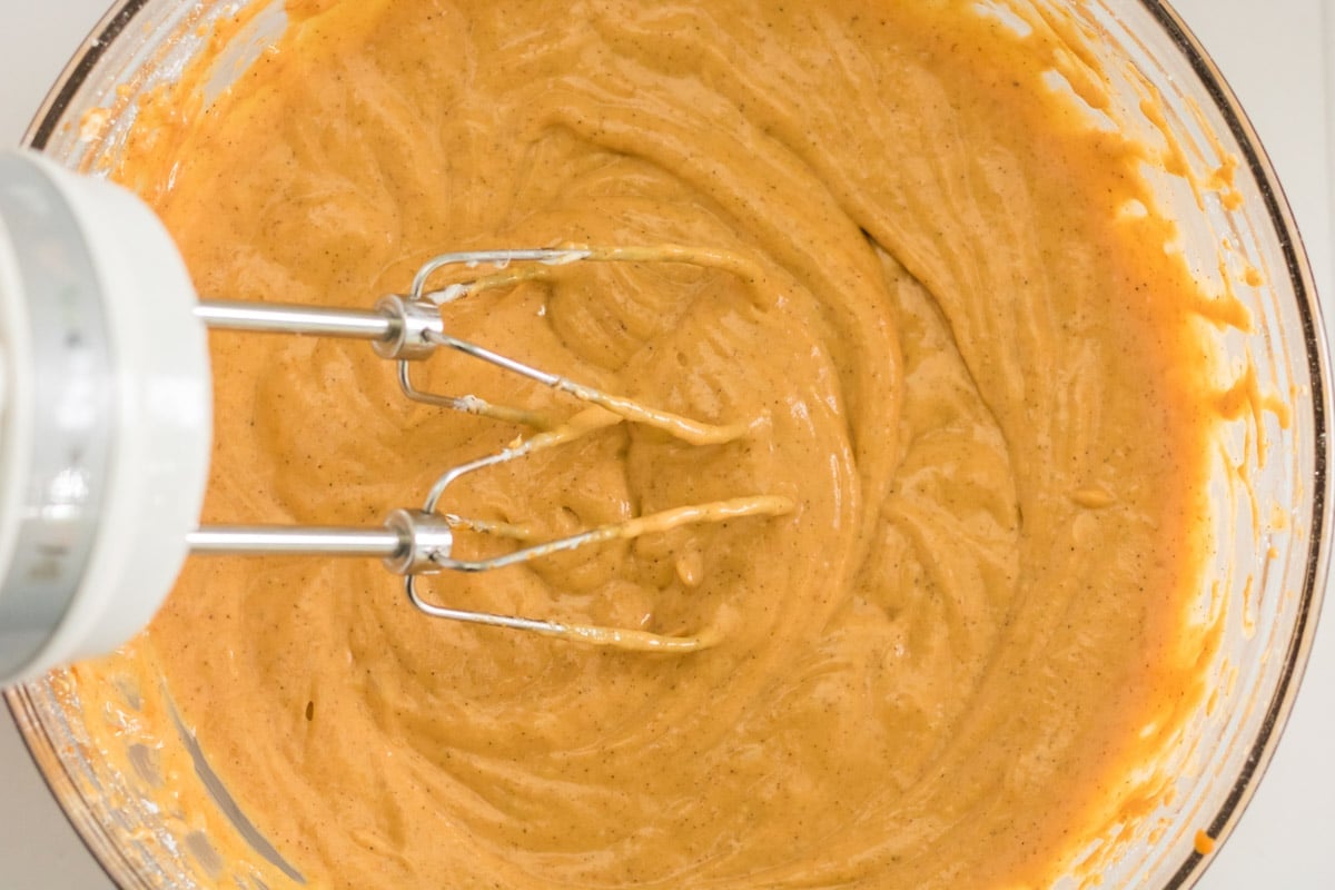 pumpkin mixed in with the cream cheese