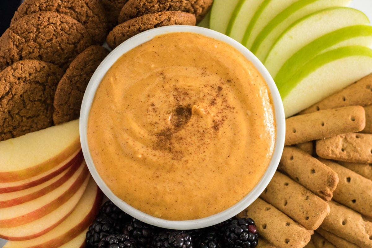 close up of pumkin dip