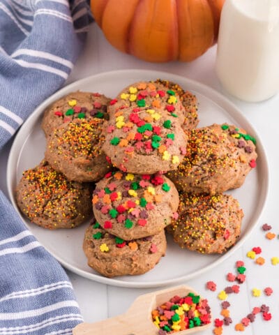 spice cake mix cookies with sprinkles on plate