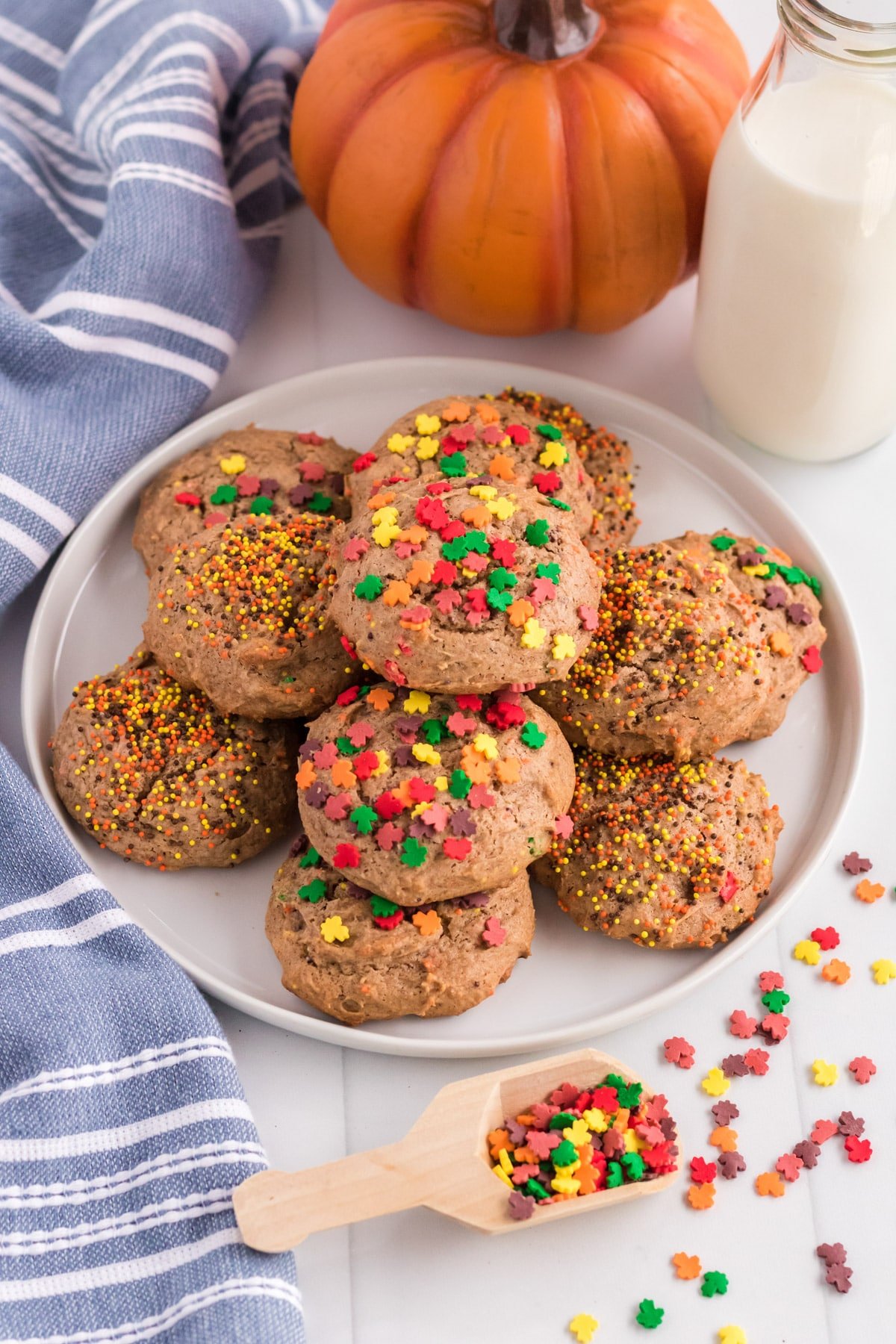 spice cake mix cookies with sprinkles on plate