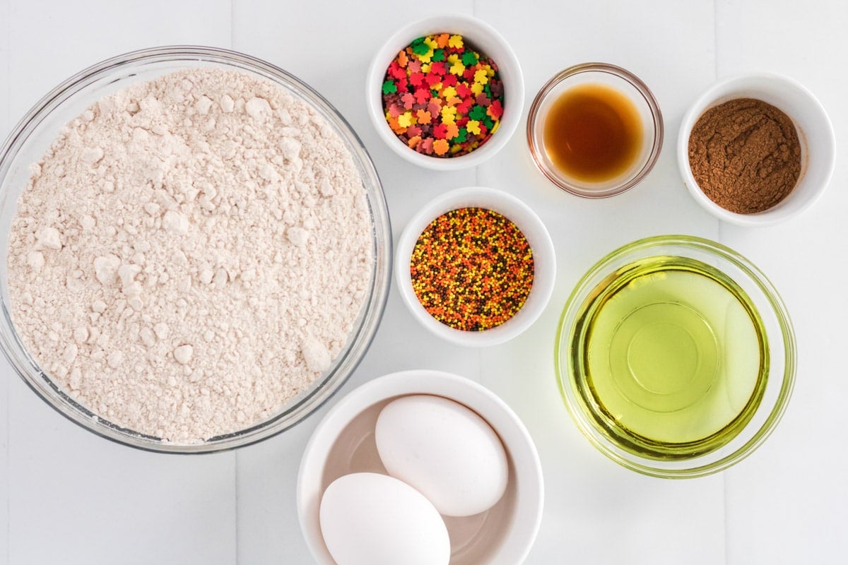 ingredients for spice cake mix cookies on table