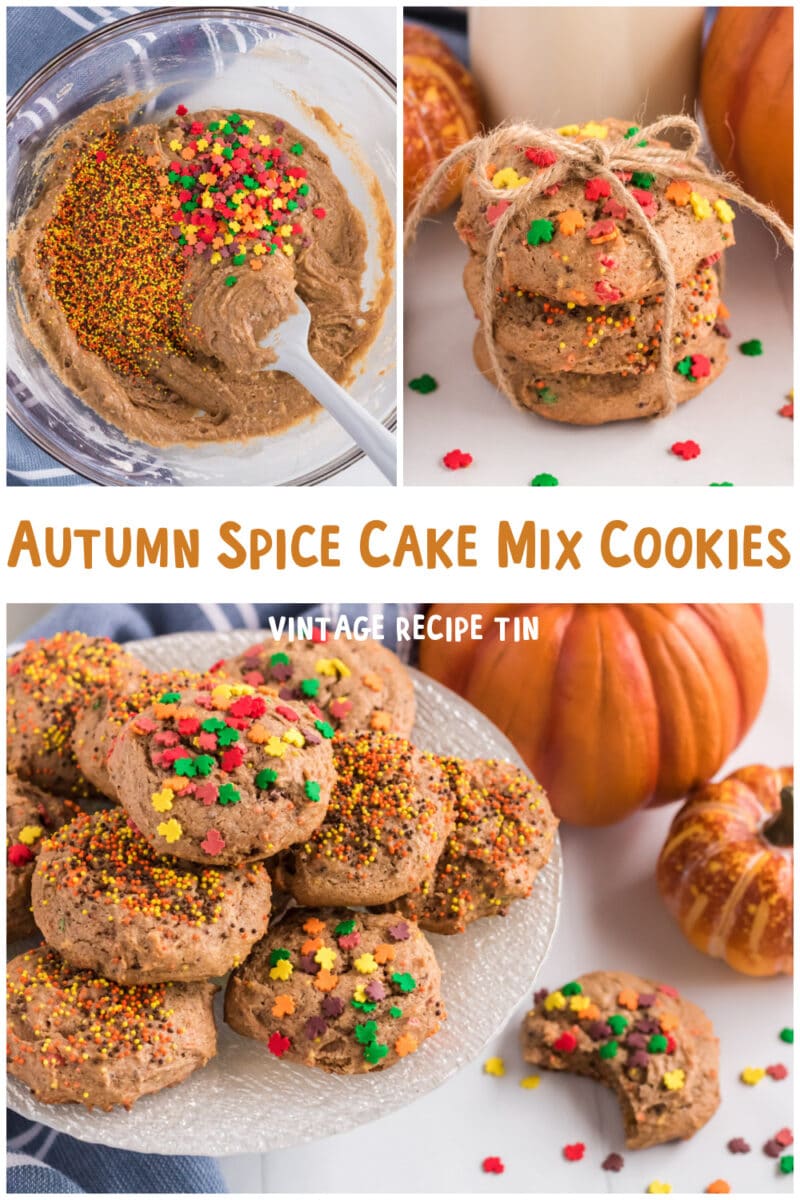 collage of cake mix cookies with text overlay for pinterest