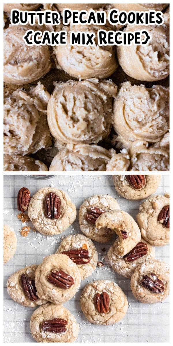 long image of butter pecan cookies for pinterest