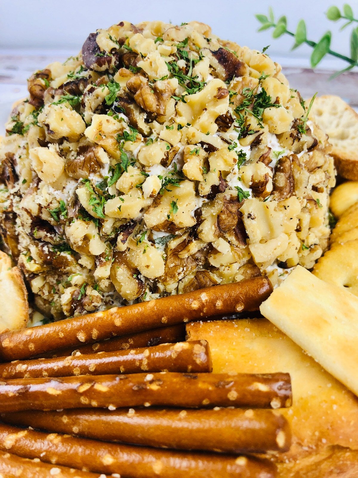 Pineapple cheese ball close up 