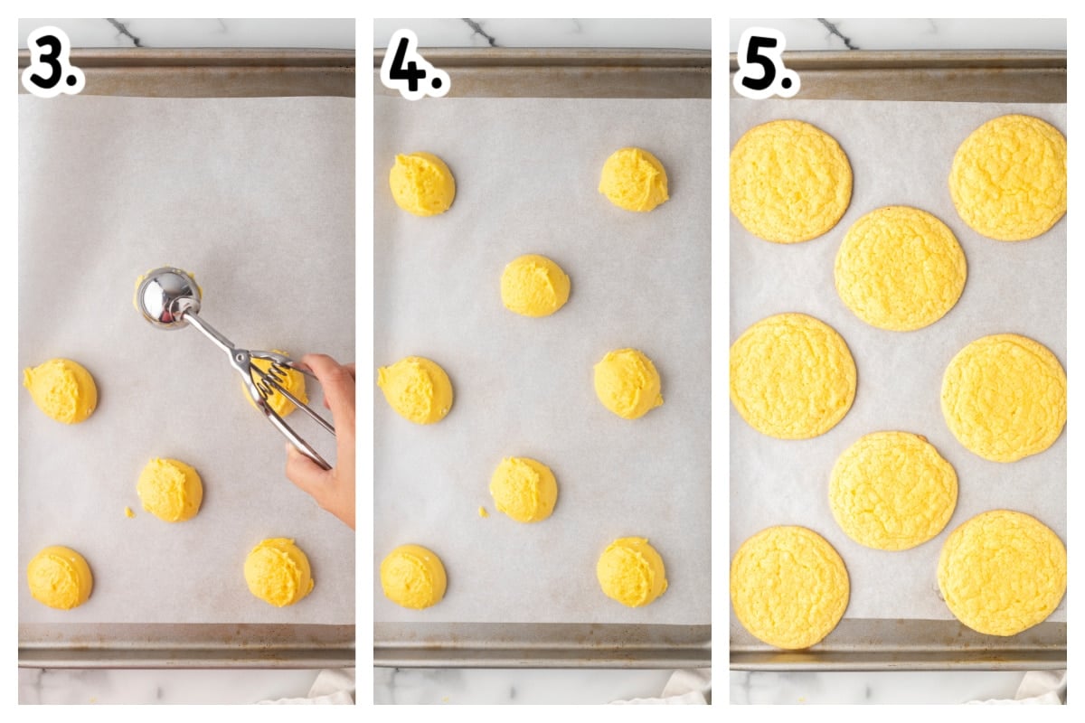 how to scoop and bake lemon cake mix cookies.