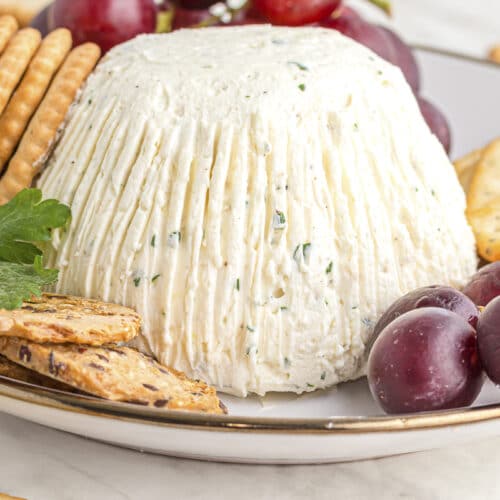 homemade boursin cheese close up