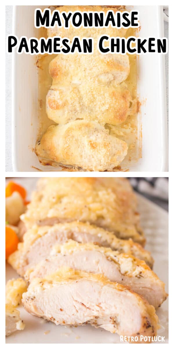 long image of mayonnaise parmesan chicken for pinterest