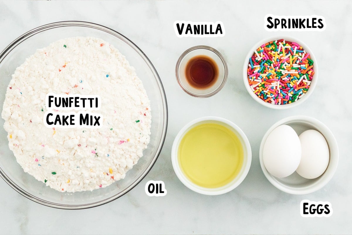 ingredients for funfetti cake mix.