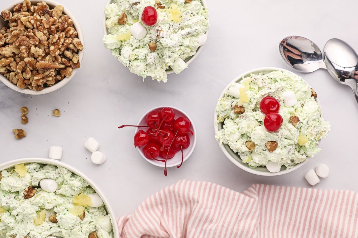 2 bowls of watergate salad.