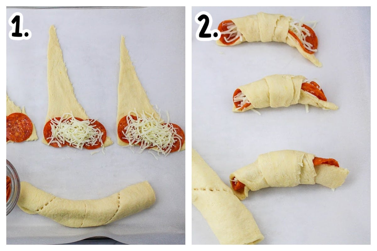 2 images about how to roll up pizza rolls.