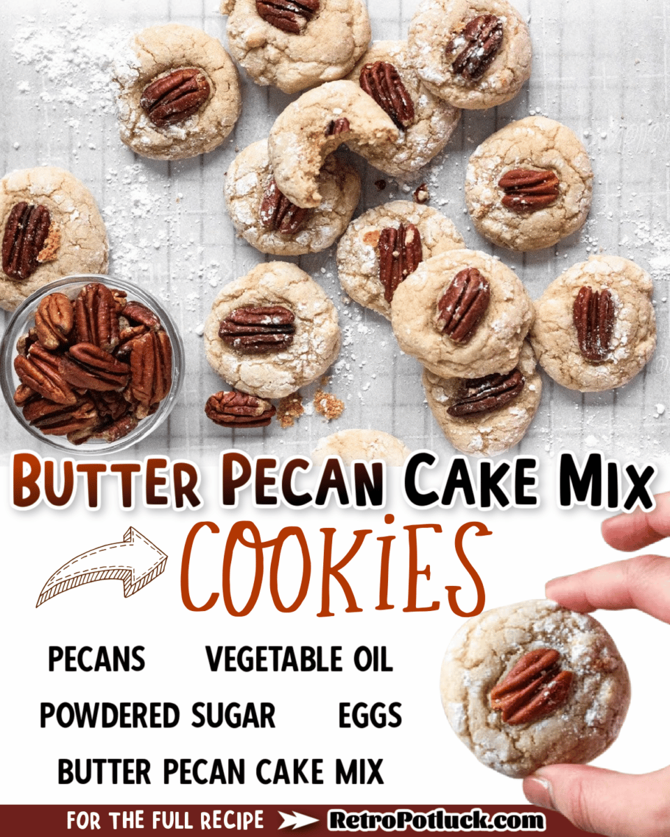 collage of butter pecan cake mix cookies