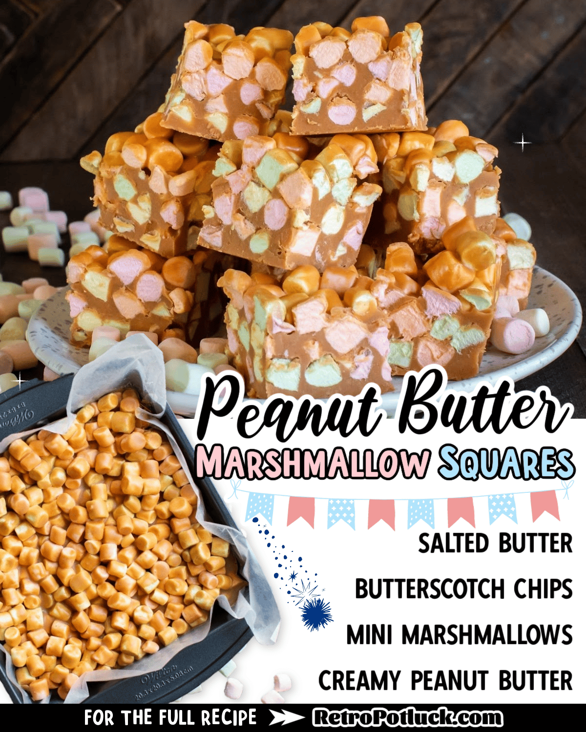 Peanut Butter Marshmallow Squares {Butterscotch Confetti} Retro Potluck