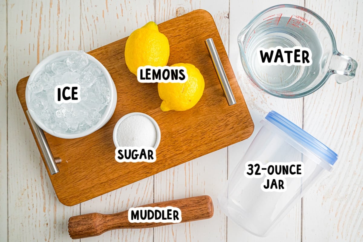 Lemonade ingredients on a table.